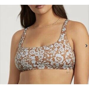 Everlane Renew Squareneck Bikini Top XS Floral Print Swim Gym Workout NWT